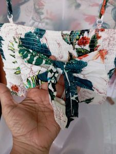 Tropical Print Crop Top &amp; Skirt Set