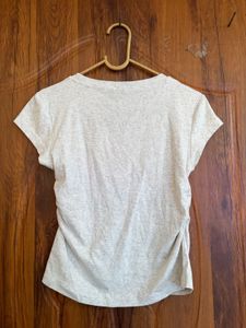 Light Grey basic Ruched Side T-Shirt
