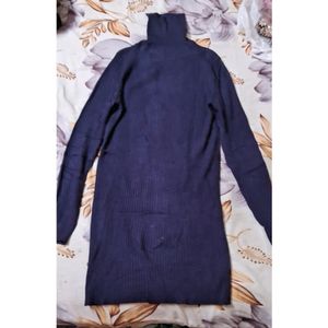 Blue Highneck Middi Dress
