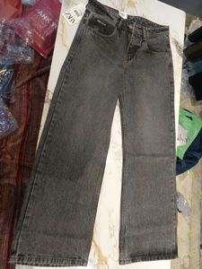 Zara Grey Wash Wide Leg Jeans (Baggy Pants)