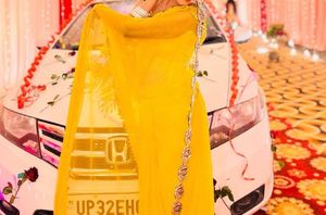 Yellow ready to wear saree