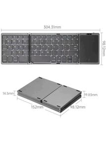 Tri-folding wireless Bluetooth Touchpad keyboard