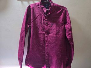 Men's Pink Textured Shirt with Embroidered Logo