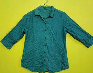 Patterned Green Button-Down Shirt