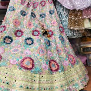 Stunning Embroidered  yellow  Lehenga Choli Set