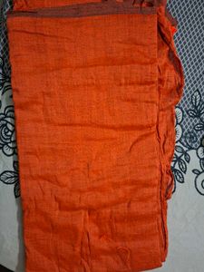 Vibrant Orange Linen Saree