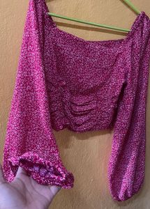Chic Pink Floral Crop Top