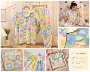 Cute Heart Print Pajama Set