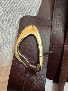 Zara Women's Brown Leather Belt with Gold Buckle