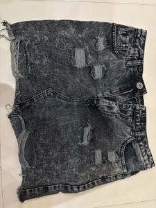 Distressed Acid Wash Denim Shorts