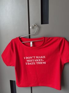 Red Cropped T-Shirt with Sassy Slogan