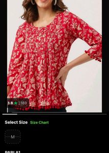 Red Floral Print Kurta