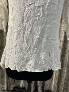 White Cotton Kurti with Lace Detail