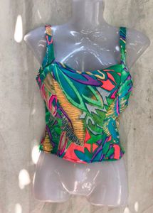 Vibrant Tropical Print Crop Top