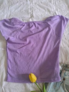 Lilac Ribbed Crop Top