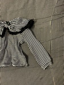 Striped Top with Bow Collar