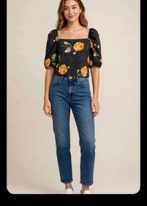 Stylish Black Floral Top