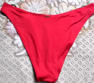 Red Bikini Bottom with Gold Rings
