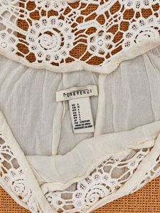 Forever 21 Boho Lace Trim Off-White Top