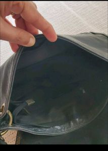 Stylish Black genuine Leather Bag with T