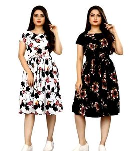 Chic Floral Black Midi Dress