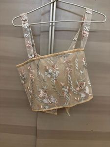 Embroidered Sheer Crop Top