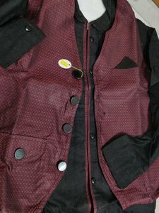 Boys Maroon &amp; Black Kurta Set