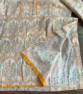 Printed Kurta with Yellow Palazzo Set