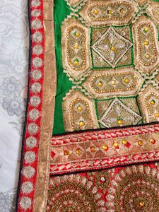 Red &amp; Green Embroidered Gown Set | SHALWAR KAMEEZ