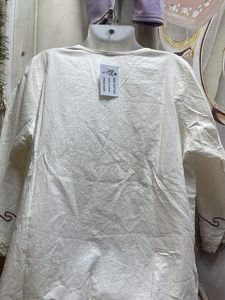 Embroidered V-Neck Cotton Kurta
