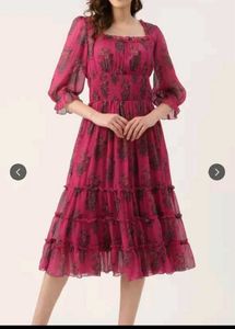 Pink Floral Midi Dress