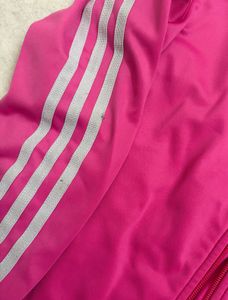 y2k adidas hot pink striped jacket