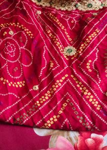 Vibrant Red Bandhani Saree