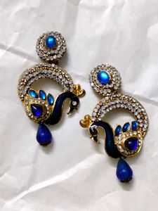 Peacock Design Blue Stone Earrings