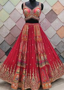 Red Embroidered Lehenga Choli Set