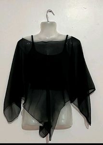 combo Sheer Black &amp; white Poncho Top