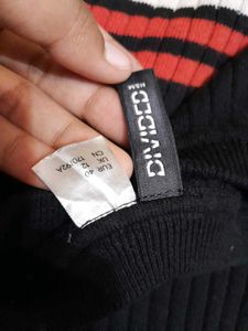 H&amp;M Black Striped Ribbed Knit Dress
