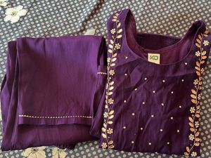purple elegant kurta pant set Price Down