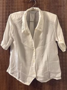 Elegant White Lace Detail Blouse