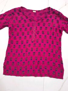 Pink Printed Women’s Kurti |