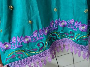 Embroidered Teal Kurta