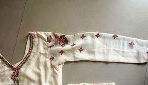 Trendy &amp; Elegant Cream &amp; Pink Kurta Set