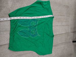 Lime Green Sparkly Crop Top combo