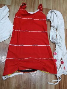 Girls Red Striped Dress &amp; Leggings