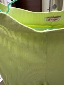 Lime Green Ribbed Cropped Pants