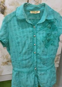 Beautiful Teal Embroidered shirt
