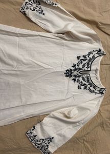 White Kurta with Black Embroidery