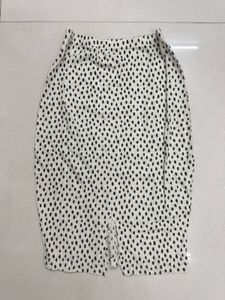 Women White Skirt with Black Dots
