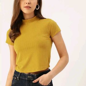 Ribbed Mock Neck Crop Top
