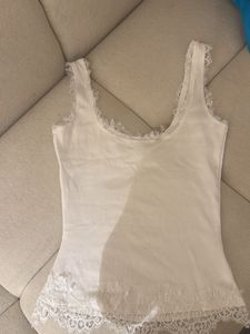 White Lace Trim tank Top